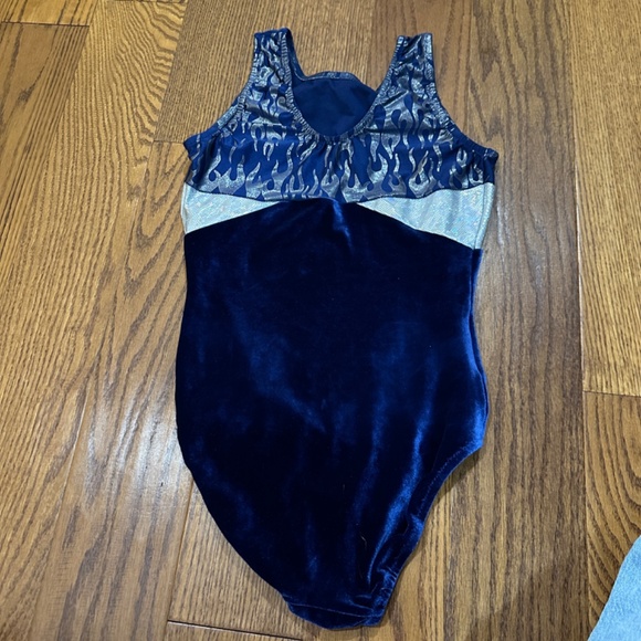 Unbranded Y2K 2000s Blue Flames Velvet Gymnastics Leotard Size Adult Medium - Picture 2 of 3